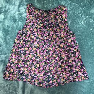 Shear Button Down Floral Tank Top